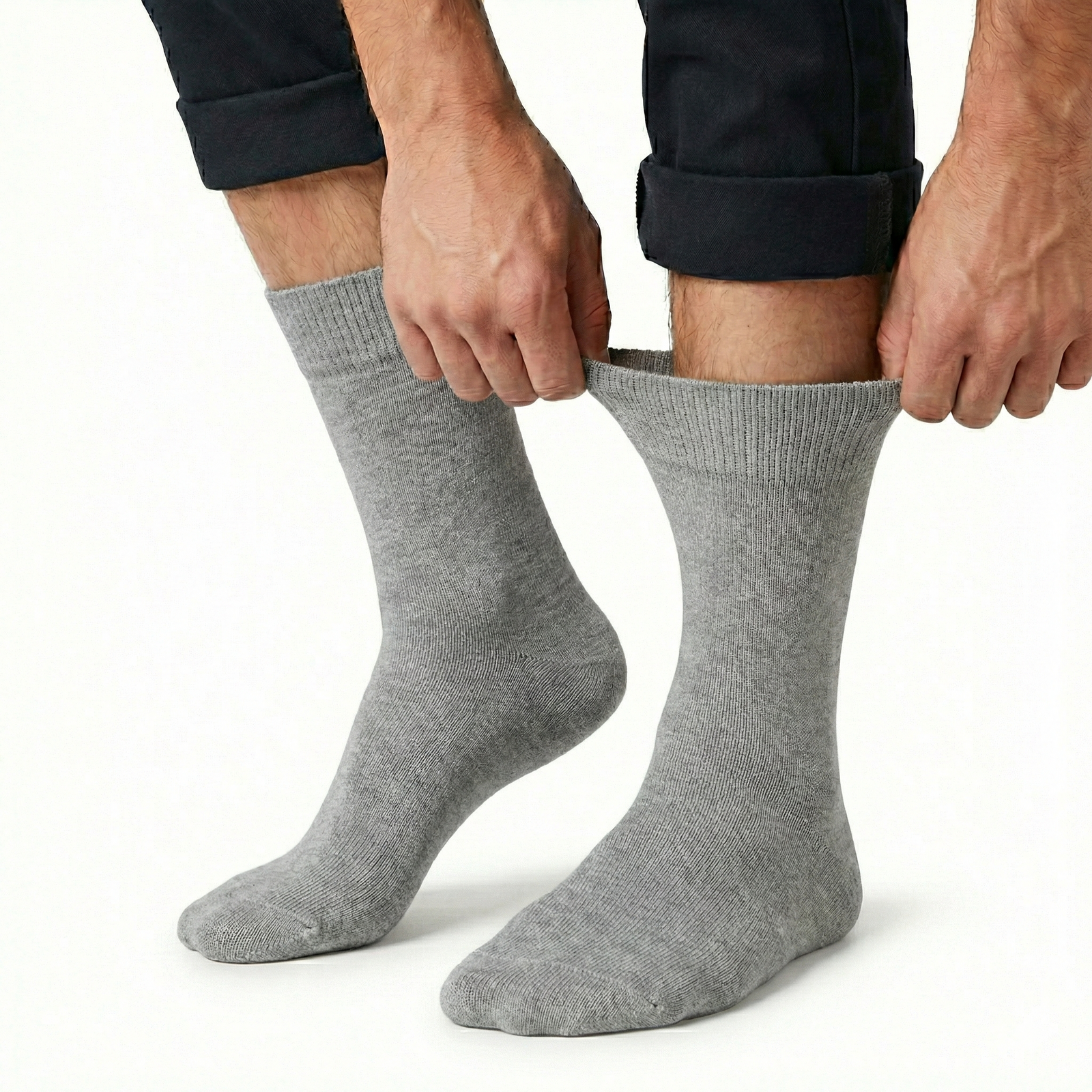 1x Pair COTTON Rich LOOSE TOP SOCKS Circulation Diabetic Comfort in Grey